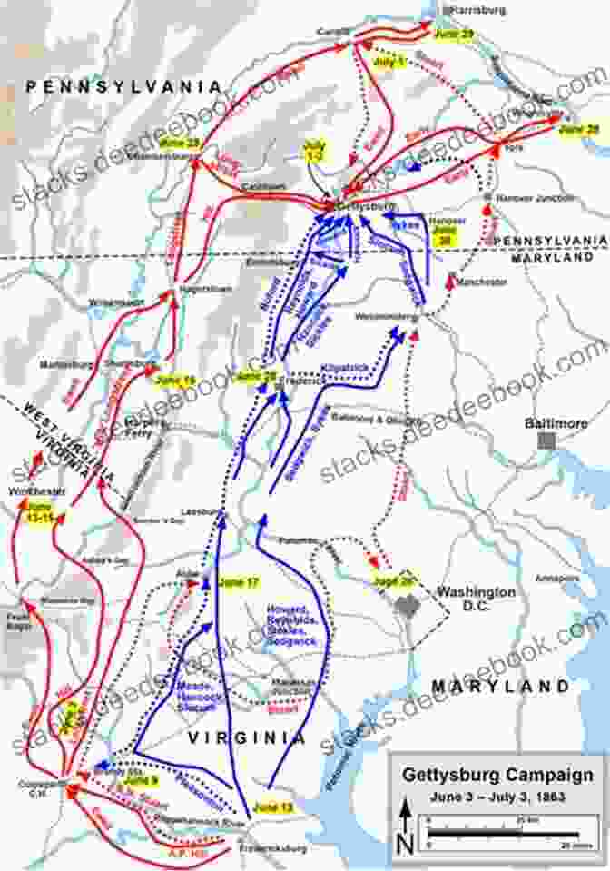 A Map Depicting The Union And Confederate Troop Movements Leading Up To The Battle Of Gettysburg Study Guide For Michael Shaara S The Killer Angels (Course Hero Study Guides)