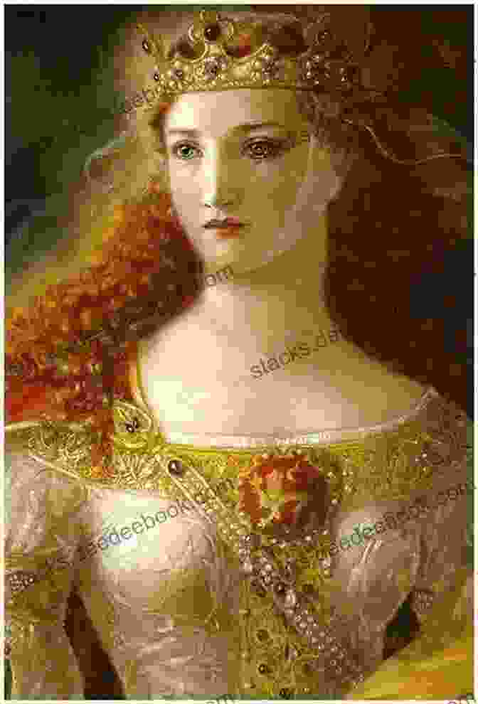 A Portrait Of Eleanor Of Aquitaine, A Young Woman With Long Flowing Hair And An Elaborate Headdress, Wearing A Richly Decorated Gown. The Summer Queen: A Medieval Tale Of Eleanor Of Aquitaine Queen Of France