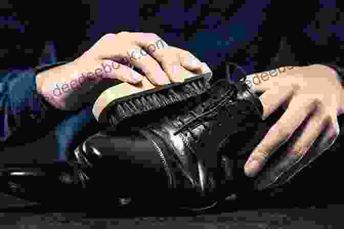 A Shoemaker Applying A Finishing Polish To A Shoe A Manual Of Shoemaking And Leather And Rubber Products