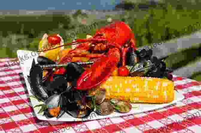 A Traditional Maine Lobster Bake, With Freshly Caught Lobsters Steaming Over A Bed Of Seaweed. A Summer In Maine Tom Poland