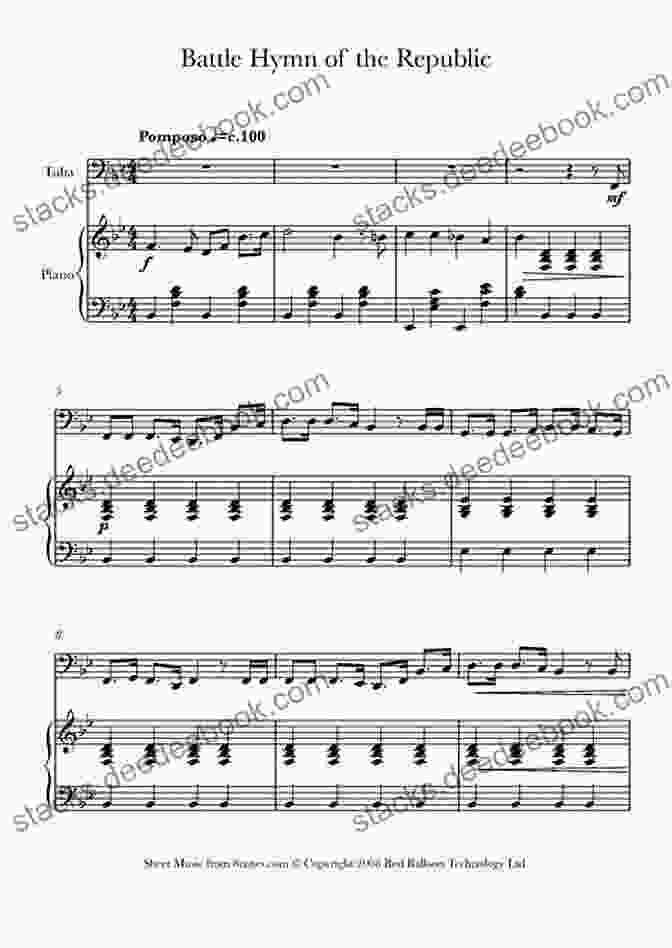 Battle Hymn Of The Republic For Solo Tuba 50 Traditional Collection For Solo Tuba (bass Clef): Easy For Beginners