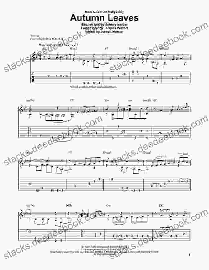 Guitar Tab For 'Autumn Leaves' Alfred S Easy Guitar Songs Standards Jazz: 50 Easy Classic Hits For Guitar TAB From The Great American Songbook