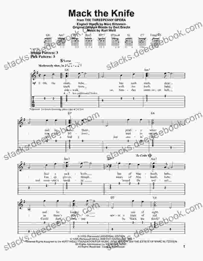 Guitar Tab For 'Mack The Knife' Alfred S Easy Guitar Songs Standards Jazz: 50 Easy Classic Hits For Guitar TAB From The Great American Songbook